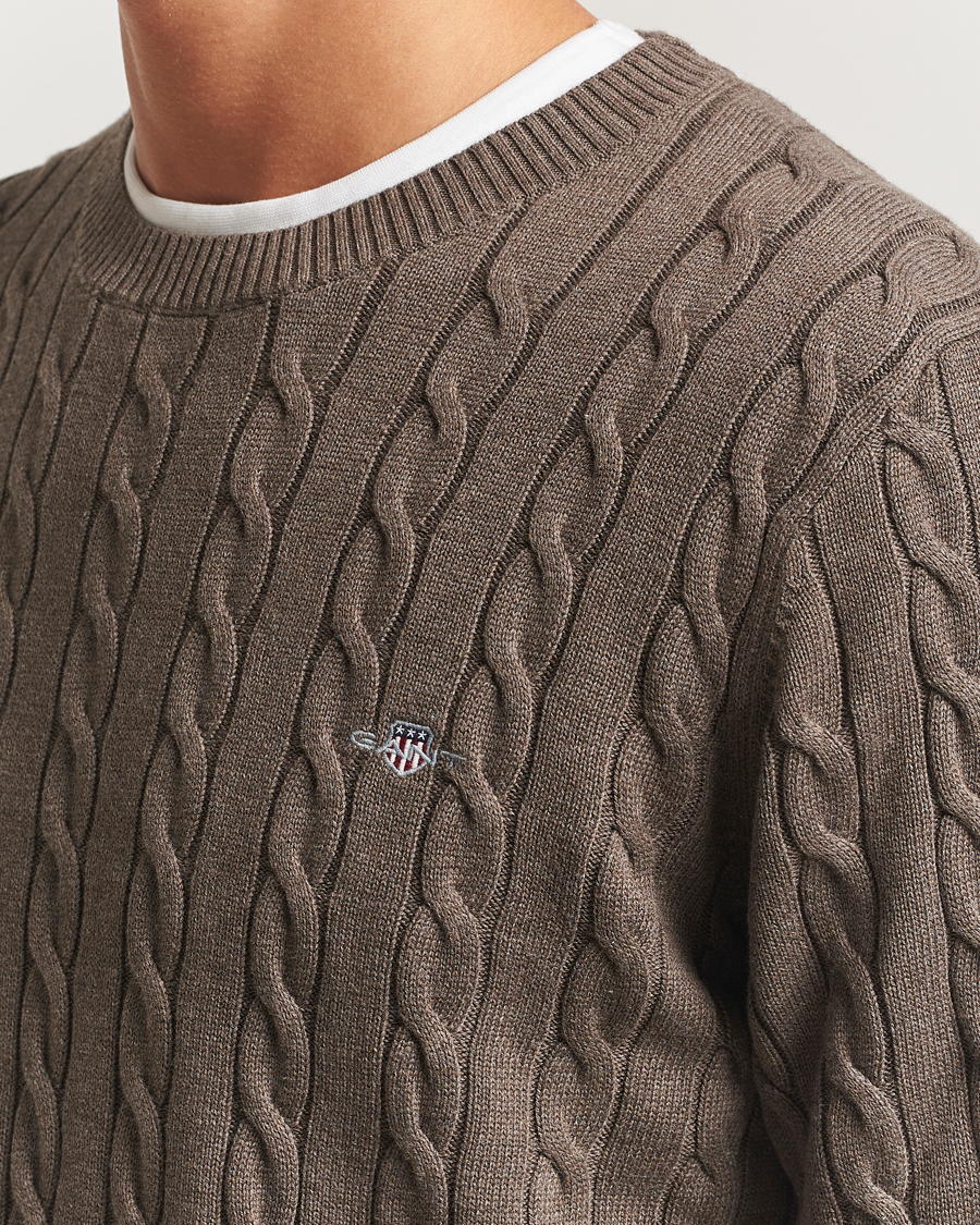 Herre | Gensere | GANT | Cotton Cable Crew Neck Pullover Seawood Melange