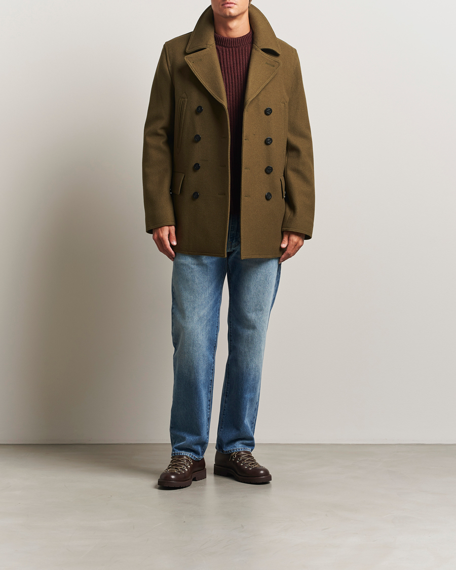 Herre | Jakker | Gloverall | Churchill Reefer Peacoat Loden Green