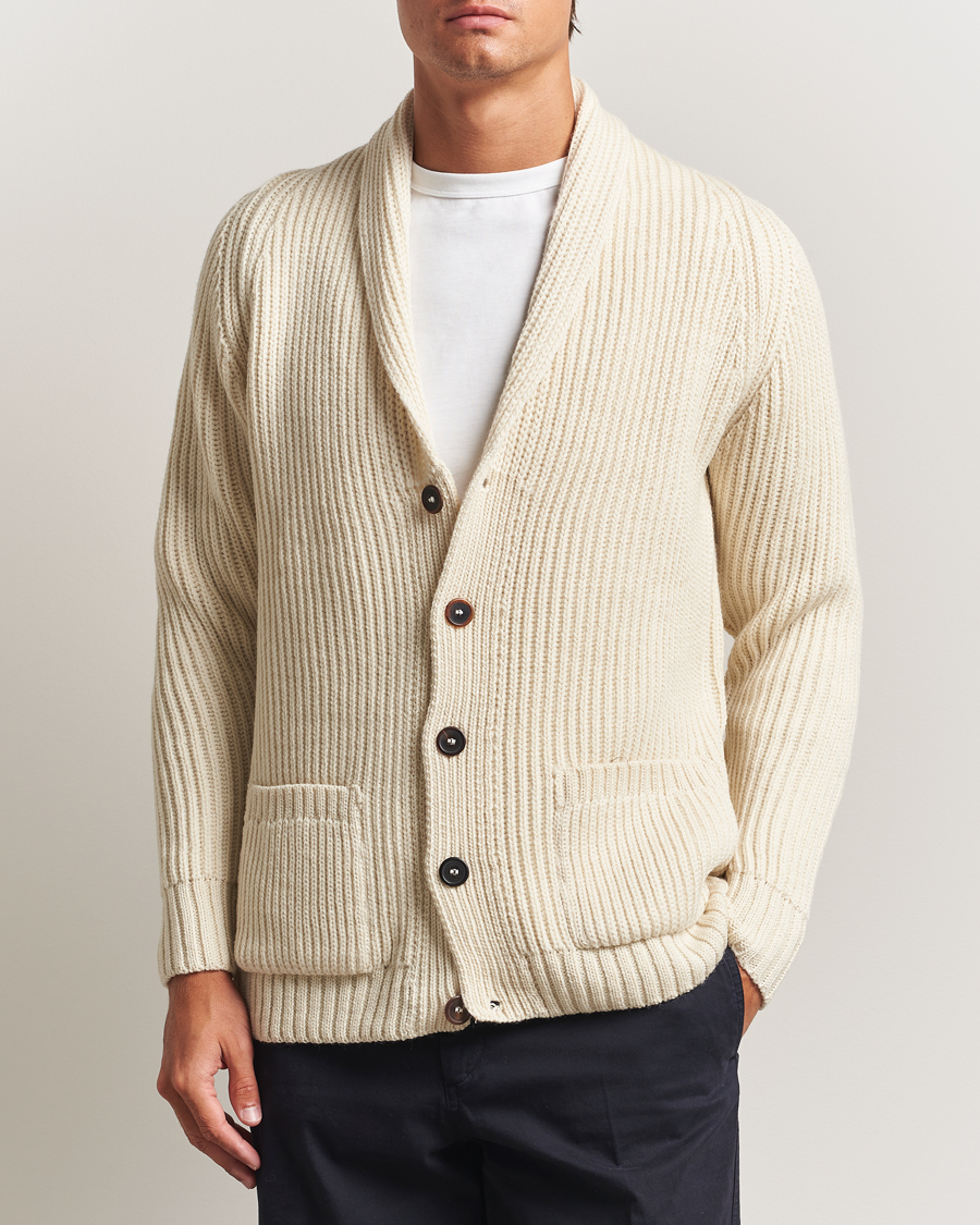 Herre | Gensere | Gloverall | Shawl Collar Cardigan Ecru