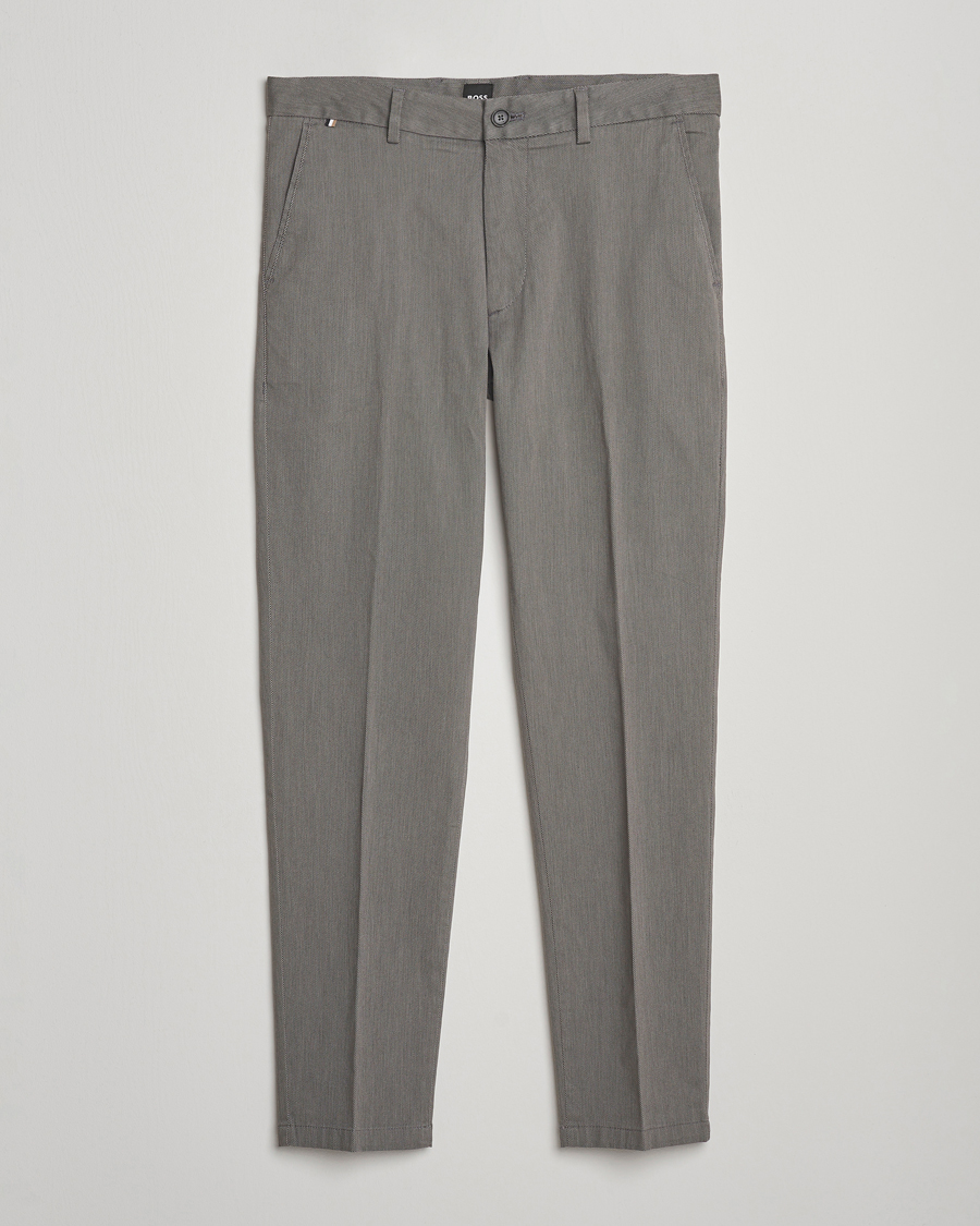 Herre | Bukser | BOSS BLACK | Kane Brushed Cotton Pleated Trousers Dark Grey