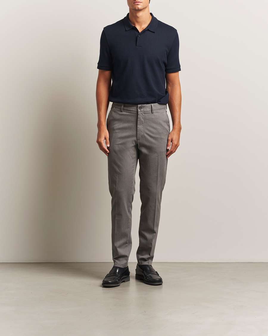 Herre | Bukser | BOSS BLACK | Kane Brushed Cotton Pleated Trousers Dark Grey