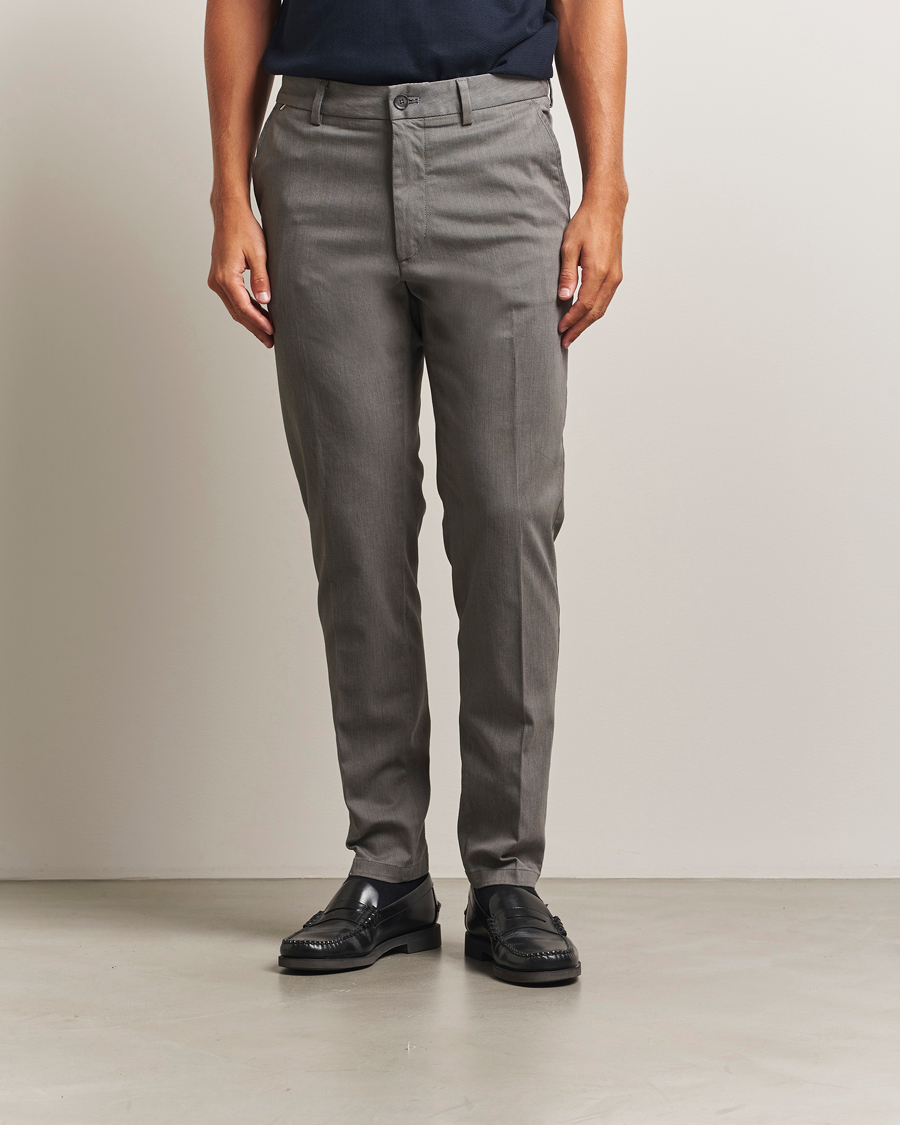 Herre | Bukser | BOSS BLACK | Kane Brushed Cotton Pleated Trousers Dark Grey