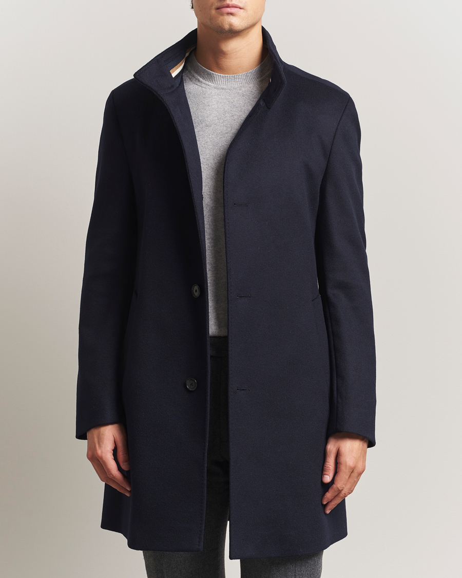 Herre | Jakker | BOSS BLACK | Hyde Stand Up Collar Coat Dark Blue