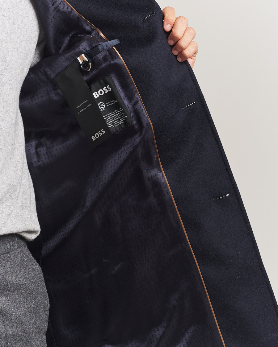 Herre | Jakker | BOSS BLACK | Hyde Stand Up Collar Coat Dark Blue