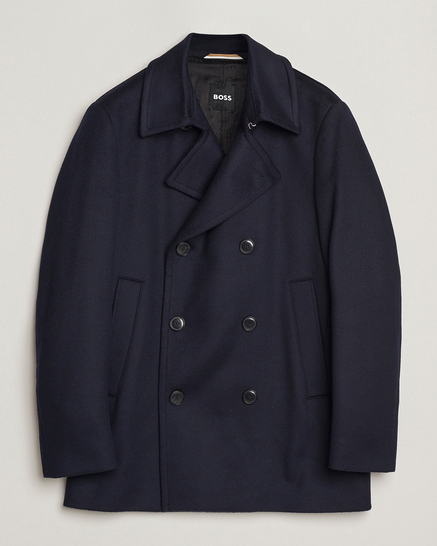 Herre | Jakker | BOSS BLACK | Hyde Wool Peacoat Dark Blue