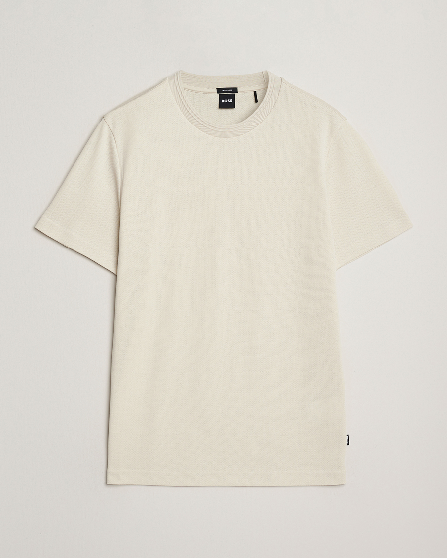 Herre | T-Shirts | BOSS BLACK | Thompson Structured Crew Neck T-Shirt Open White