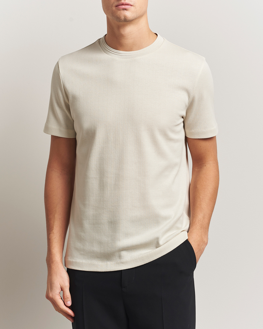 Herre | T-Shirts | BOSS BLACK | Thompson Structured Crew Neck T-Shirt Open White