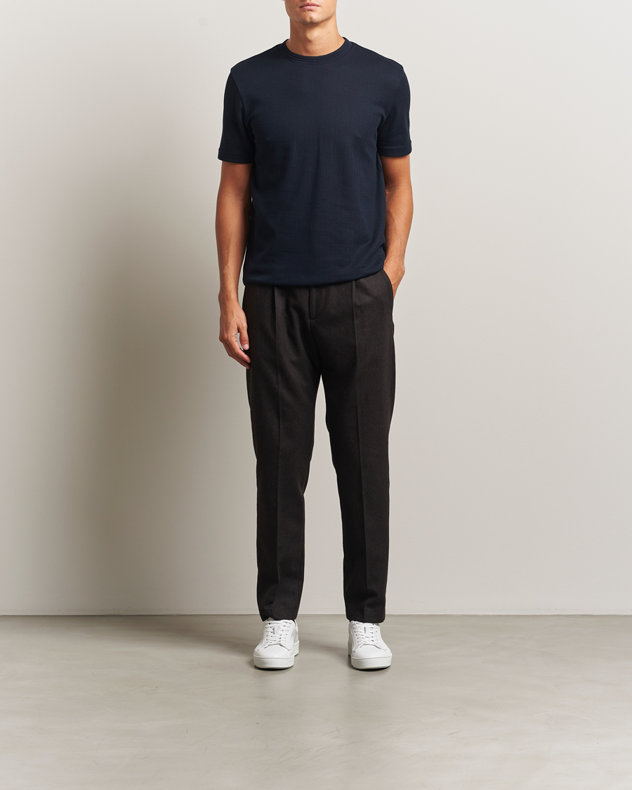 Herre | T-Shirts | BOSS BLACK | Thompson Structured Crew Neck T-Shirt Dark Blue