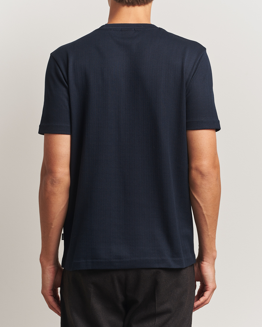 Herre | T-Shirts | BOSS BLACK | Thompson Structured Crew Neck T-Shirt Dark Blue