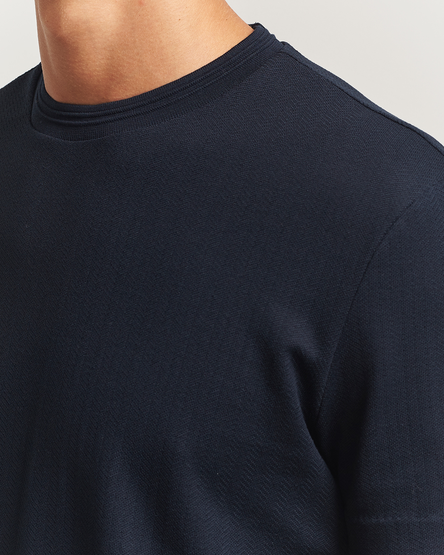Herre | T-Shirts | BOSS BLACK | Thompson Structured Crew Neck T-Shirt Dark Blue