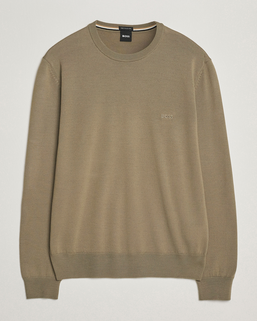 Herre | Gensere | BOSS BLACK | Botto Merino Knitted Pullover Open Brown