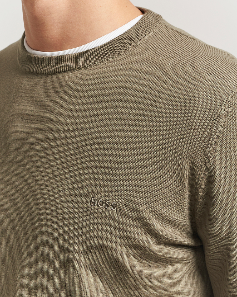 Herre | Gensere | BOSS BLACK | Botto Merino Knitted Pullover Open Brown