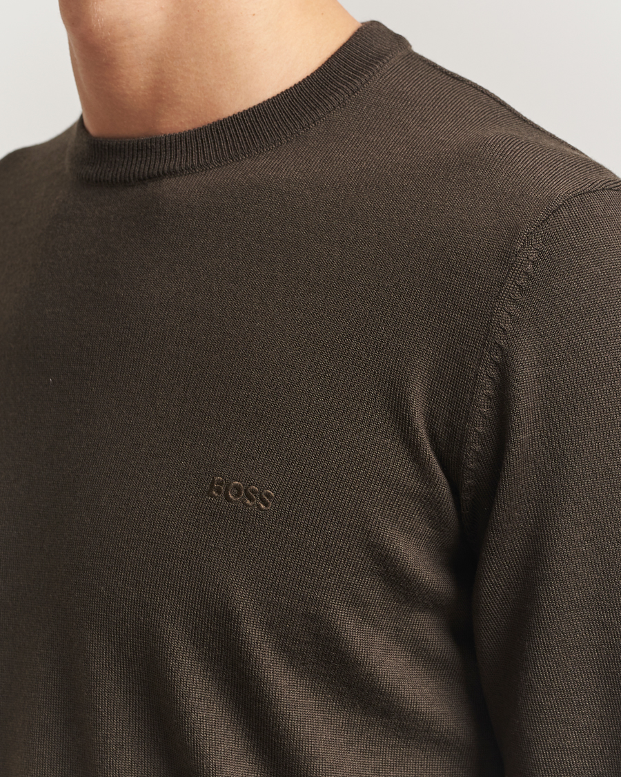 Herre | Gensere | BOSS BLACK | Botto Merino Knitted Pullover Open Green