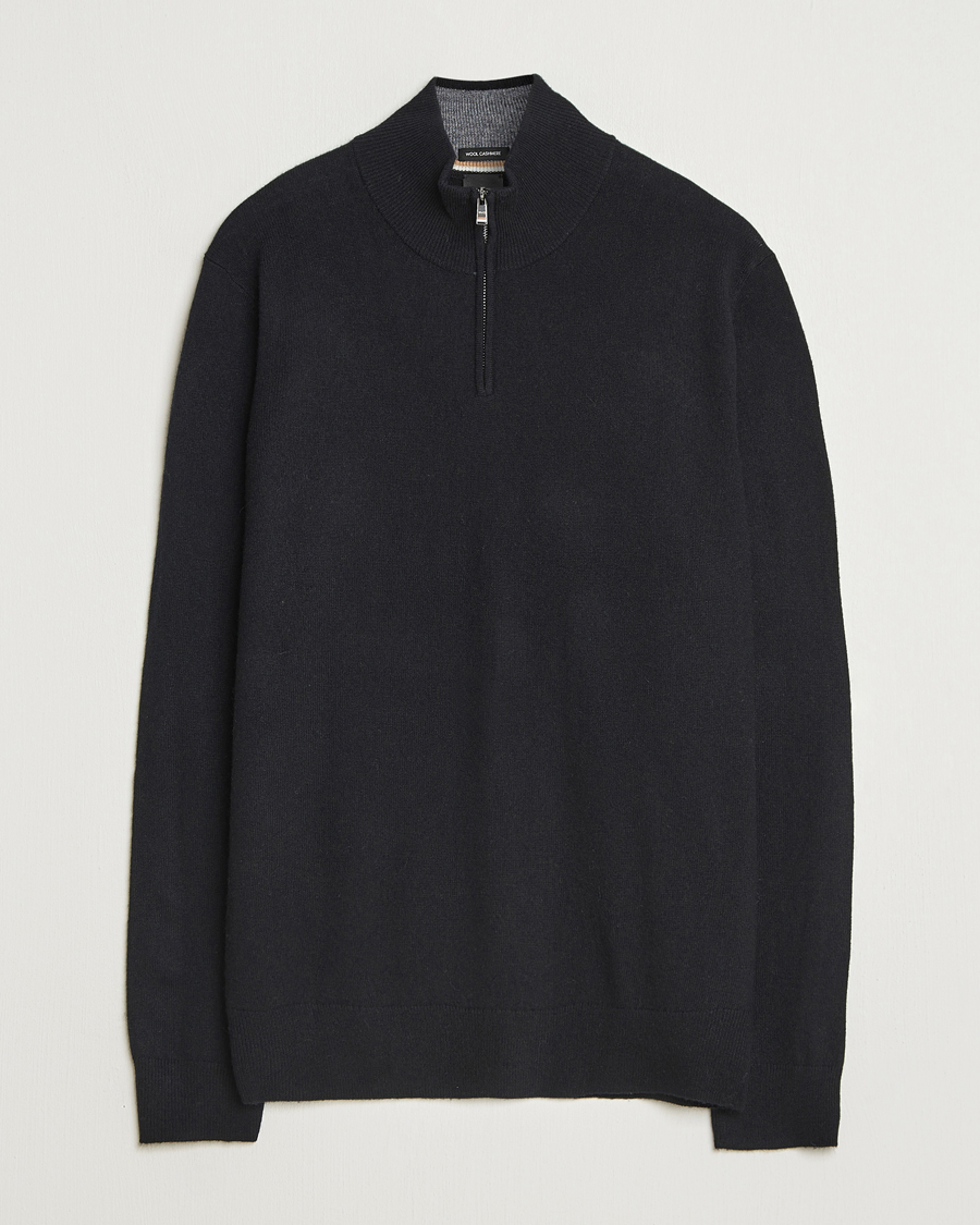 Herre | Gensere | BOSS BLACK | Hemarlo Wool/Cashmere Half Zip Black