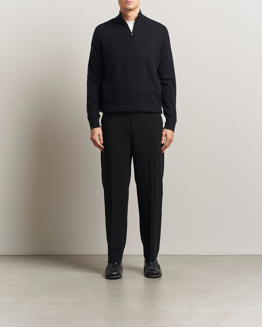 Herre | Gensere | BOSS BLACK | Hemarlo Wool/Cashmere Half Zip Black