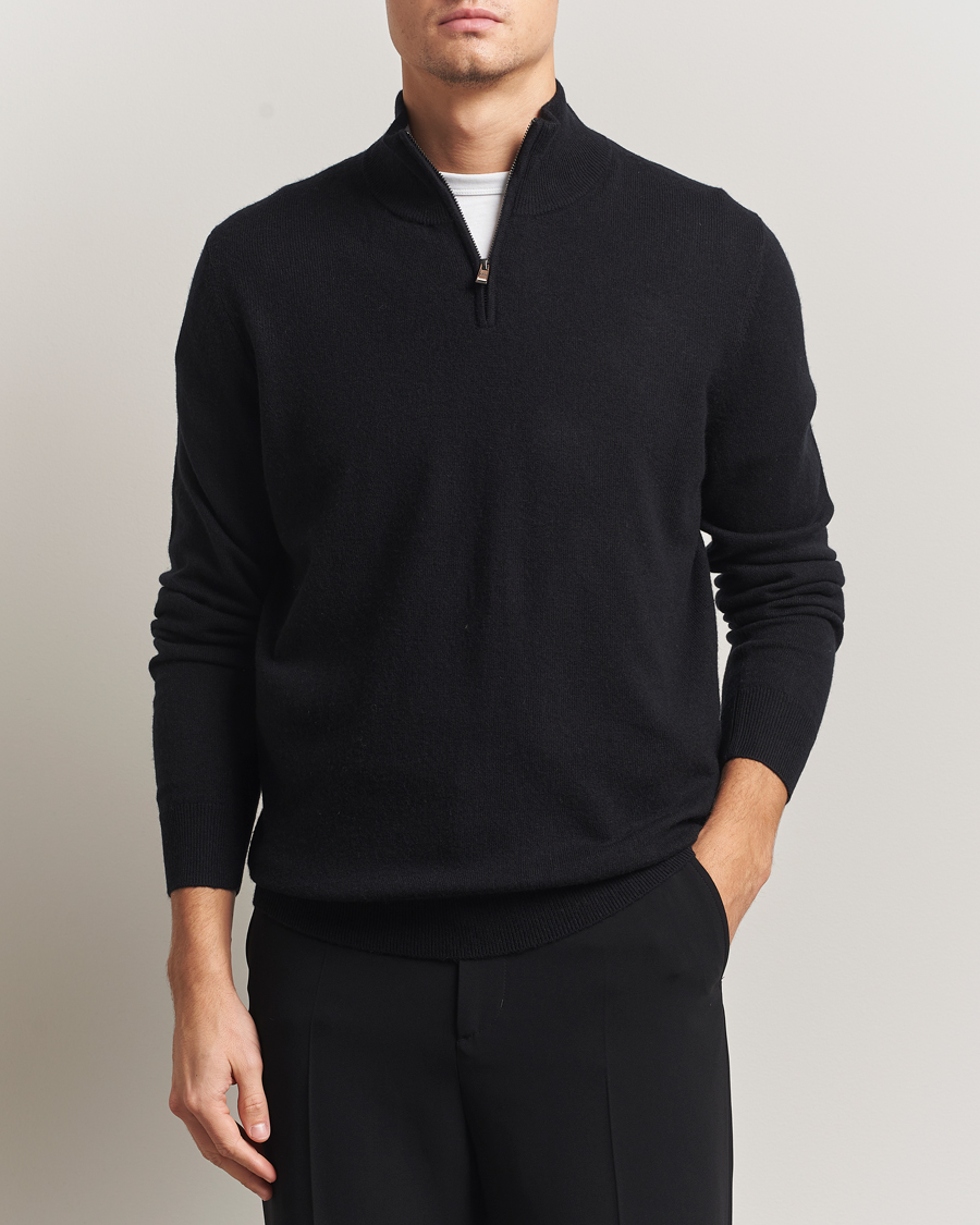 Herre | Gensere | BOSS BLACK | Hemarlo Wool/Cashmere Half Zip Black