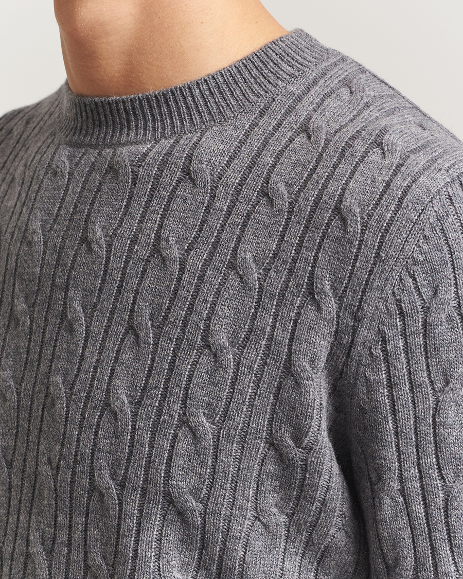 Herre | Gensere | BOSS BLACK | Hetico Wool/Cashmere Cable Sweater Medium Grey