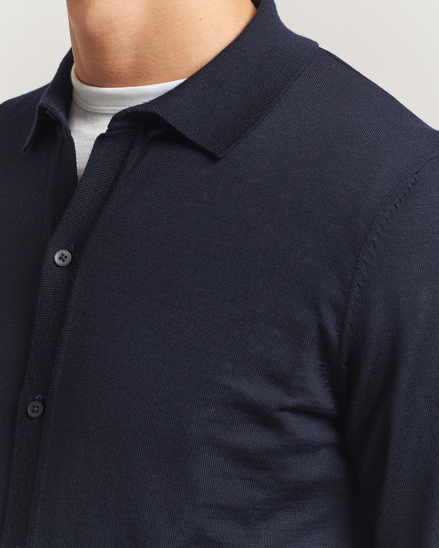 Herre | Gensere | BOSS BLACK | Helbert Wool Cardigan Dark Blue