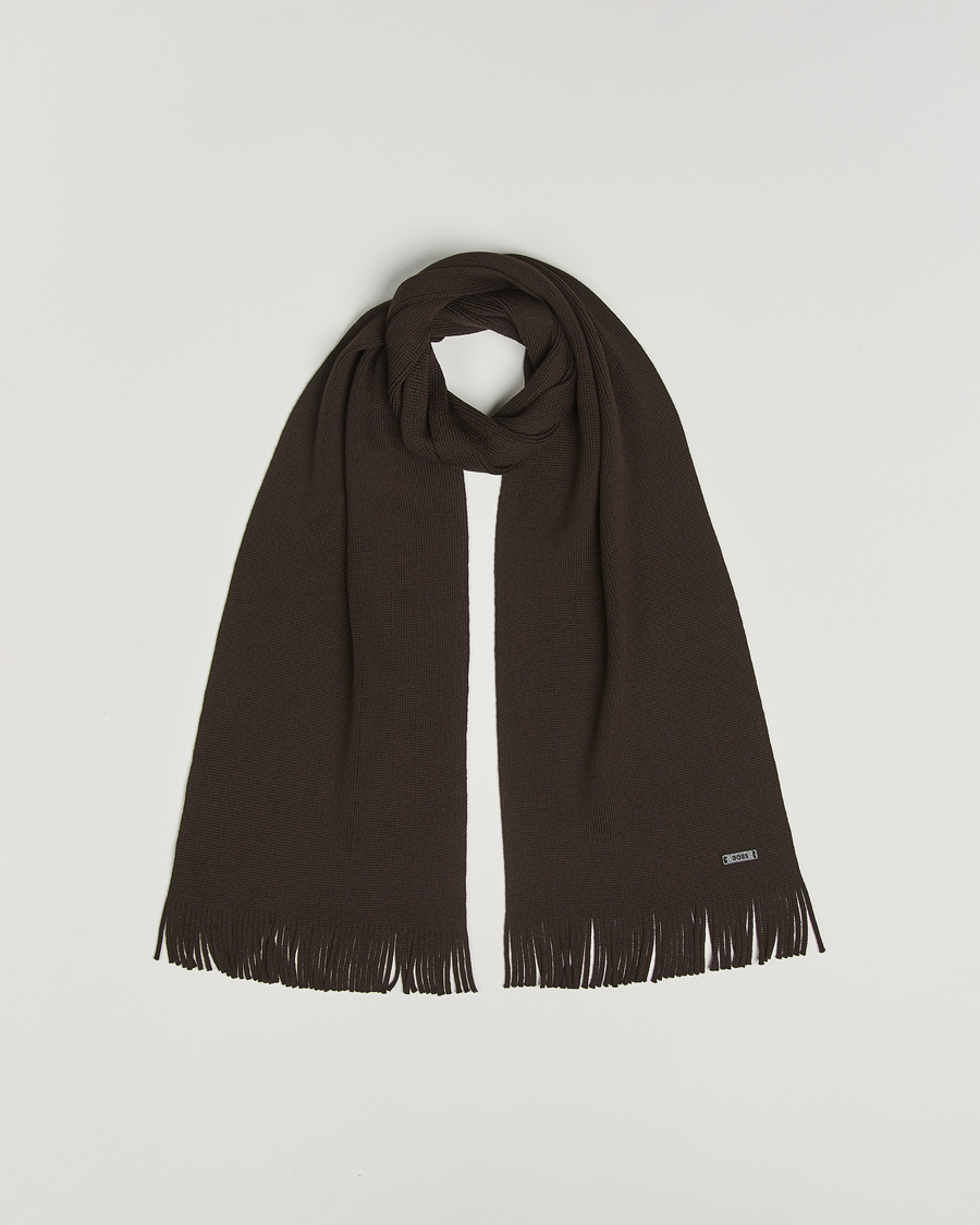 Herre | Skjerf | BOSS BLACK | Albas Wool Scarf Dark Brown