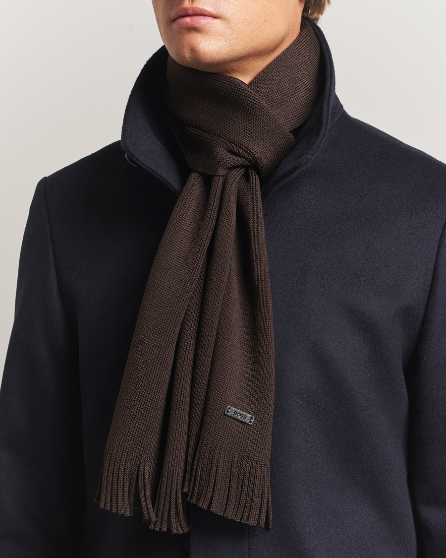Herre | Skjerf | BOSS BLACK | Albas Wool Scarf Dark Brown