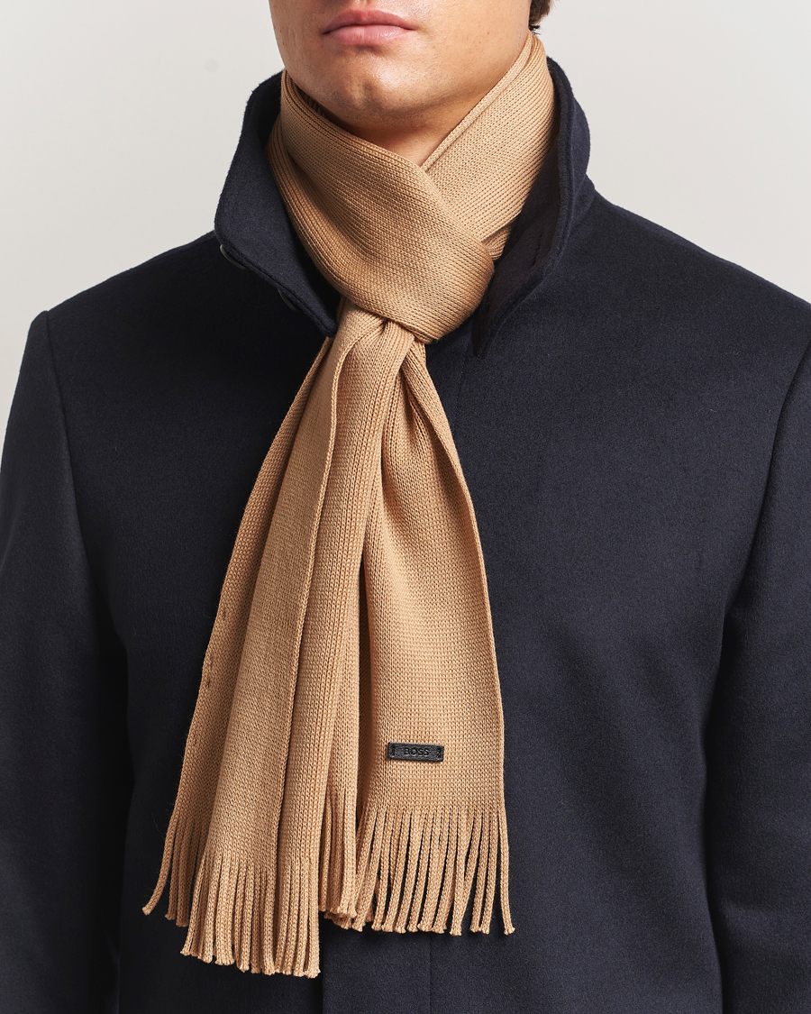 Herre | Skjerf | BOSS BLACK | Albas Wool Scarf Medium Beige