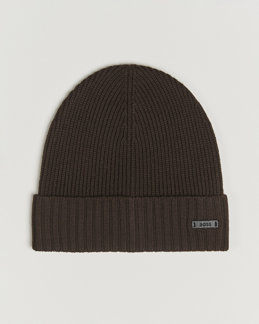 Herre | Luer | BOSS BLACK | Fati Wool Beanie Dark Brown