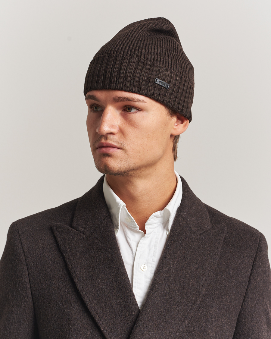 Herre | Luer | BOSS BLACK | Fati Wool Beanie Dark Brown