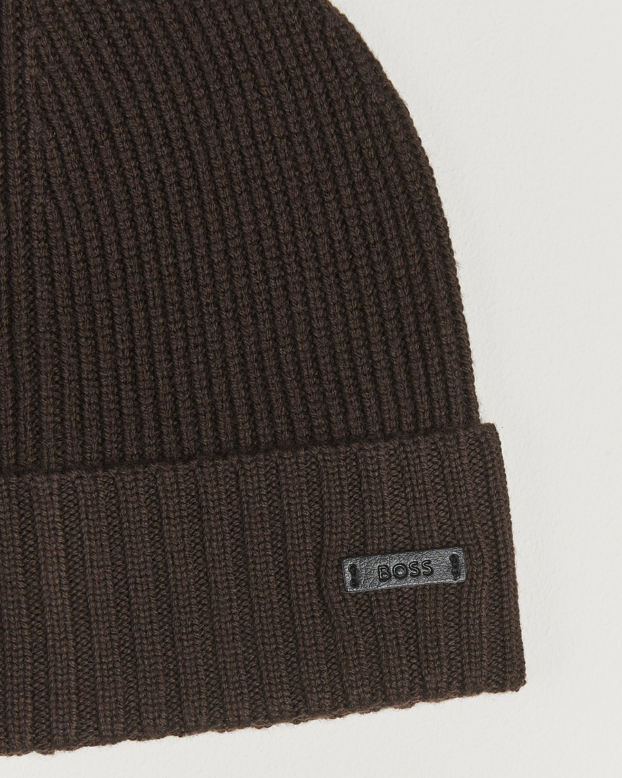 Herre | Luer | BOSS BLACK | Fati Wool Beanie Dark Brown