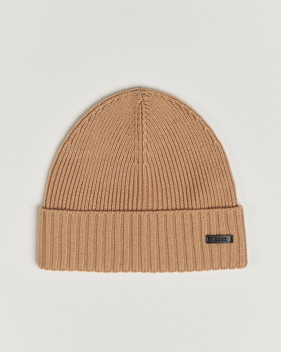 Herre | Luer | BOSS BLACK | Fati Wool Beanie Medium Beige