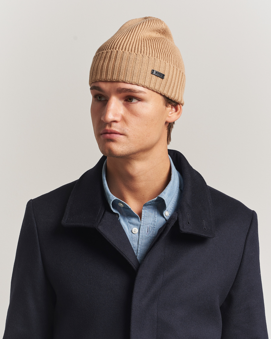 Herre | Luer | BOSS BLACK | Fati Wool Beanie Medium Beige
