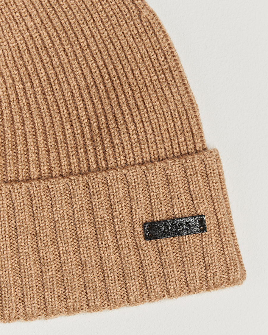 Herre | Luer | BOSS BLACK | Fati Wool Beanie Medium Beige