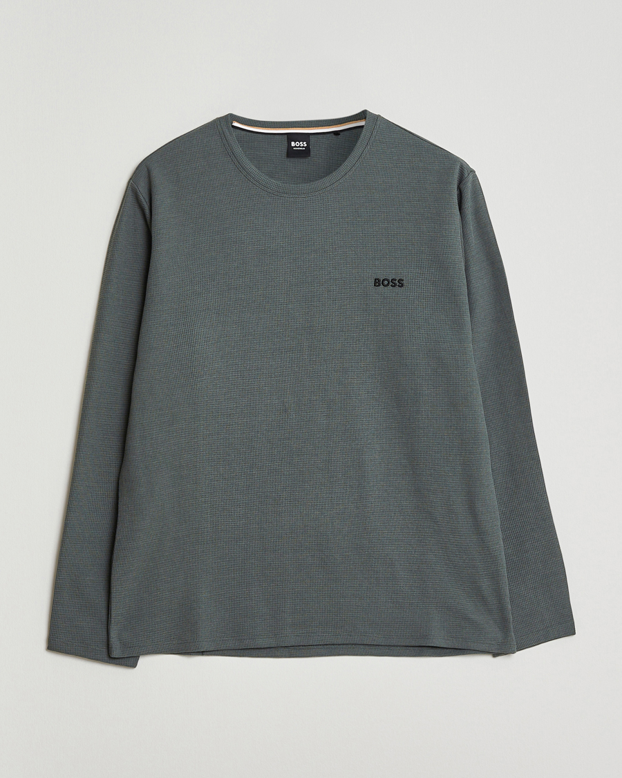Herre | Pyjamaser og badekåper | BOSS BLACK | Waffle Long Sleeve Pyjama T-Shirt Open Green