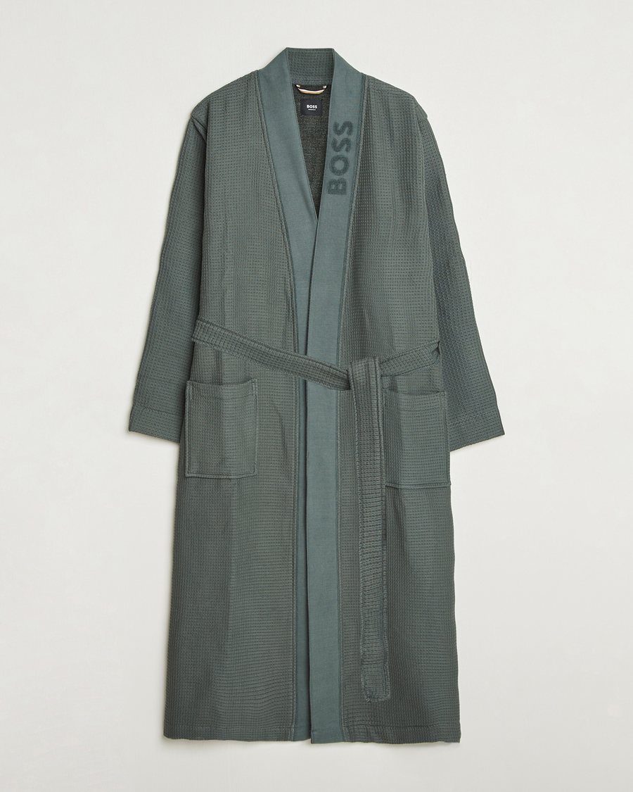Herre | Pyjamaser og badekåper | BOSS BLACK | Waffle Kimono Open Green