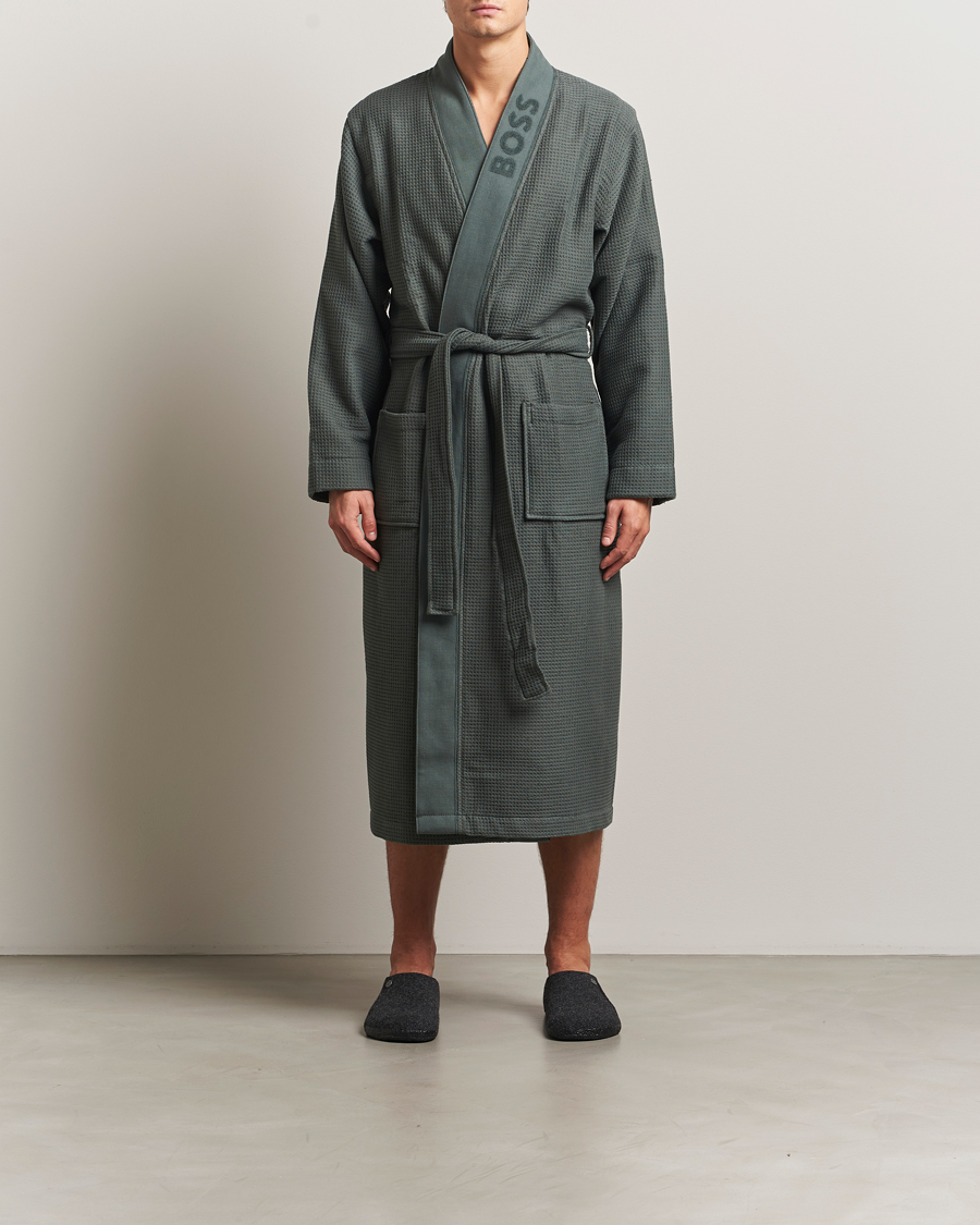 Herre | Pyjamaser og badekåper | BOSS BLACK | Waffle Kimono Open Green