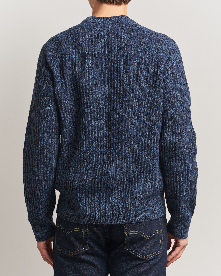 Herre | Gensere | BOSS ORANGE | Klacier Ribbed Wool Knitted Sweater Open Blue