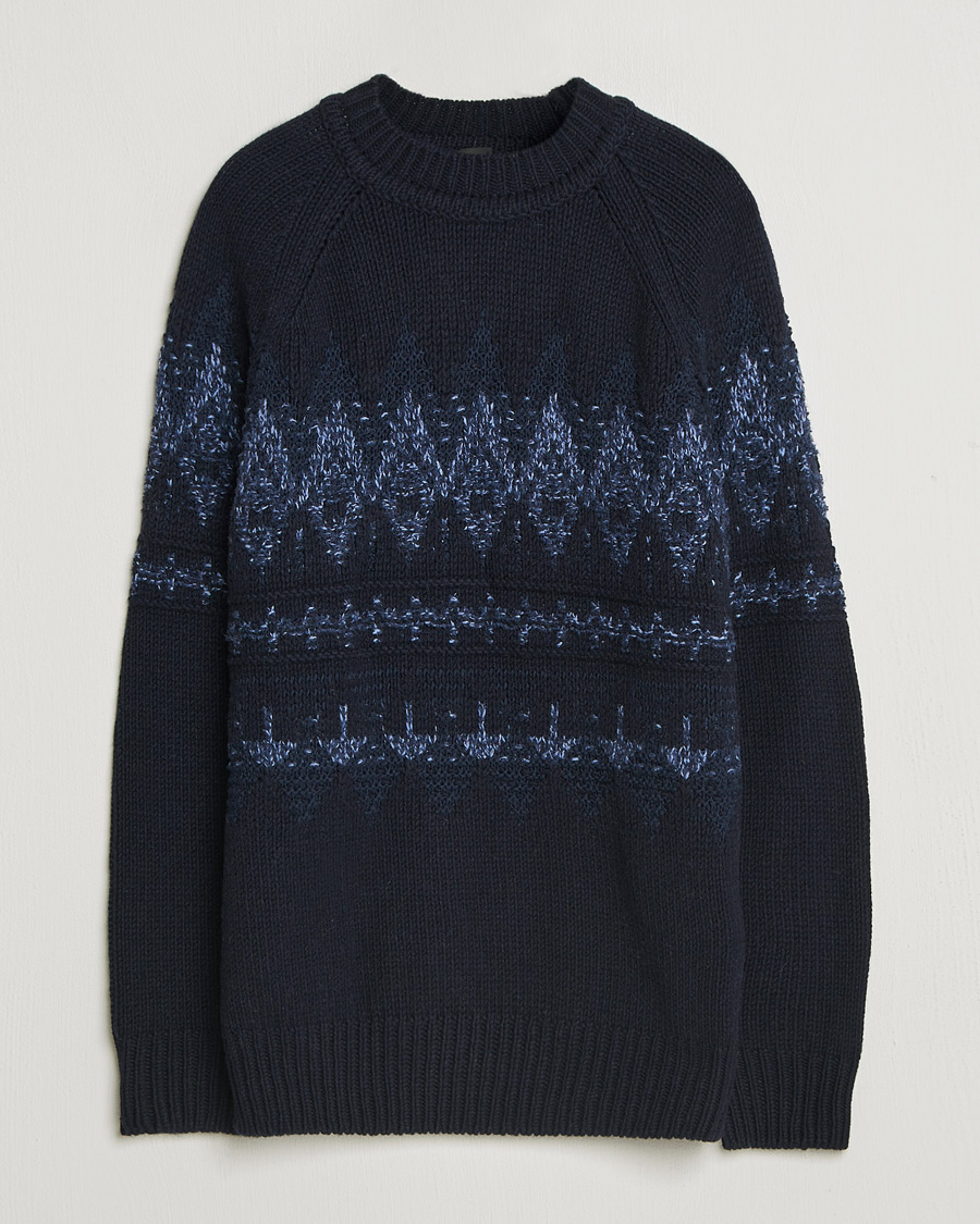 Herre | Gensere | BOSS ORANGE | Karombo Wool Fairisle Sweater Dark Blue
