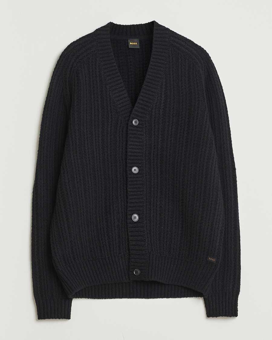 Herre | Gensere | BOSS ORANGE | Kortho Wool Knitted Cardigan Black