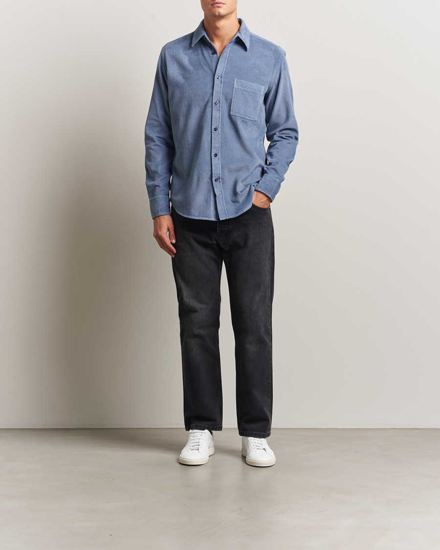 Herre | Skjorter | BOSS ORANGE | Relegant Corduroy Shirt Open Blue