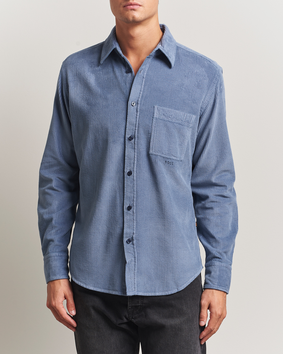 Herre | Skjorter | BOSS ORANGE | Relegant Corduroy Shirt Open Blue