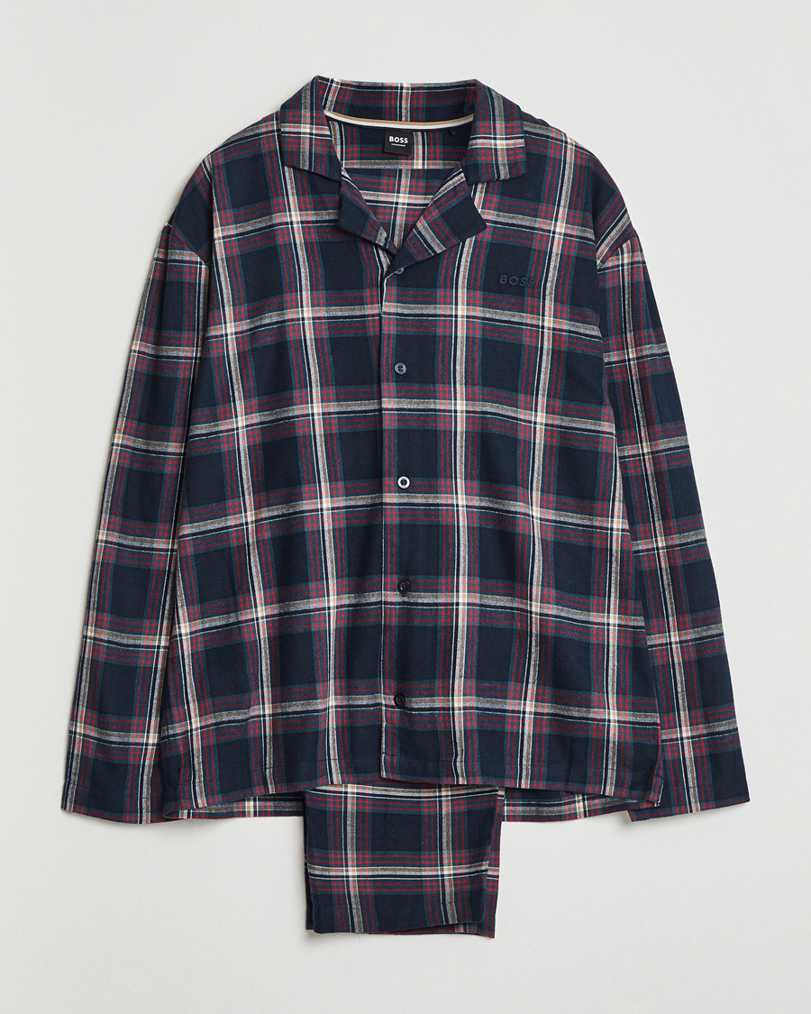 Herre | Pyjamaser og badekåper | BOSS BLACK | Flannel Long Sleeve Pyjama Set Open Blue