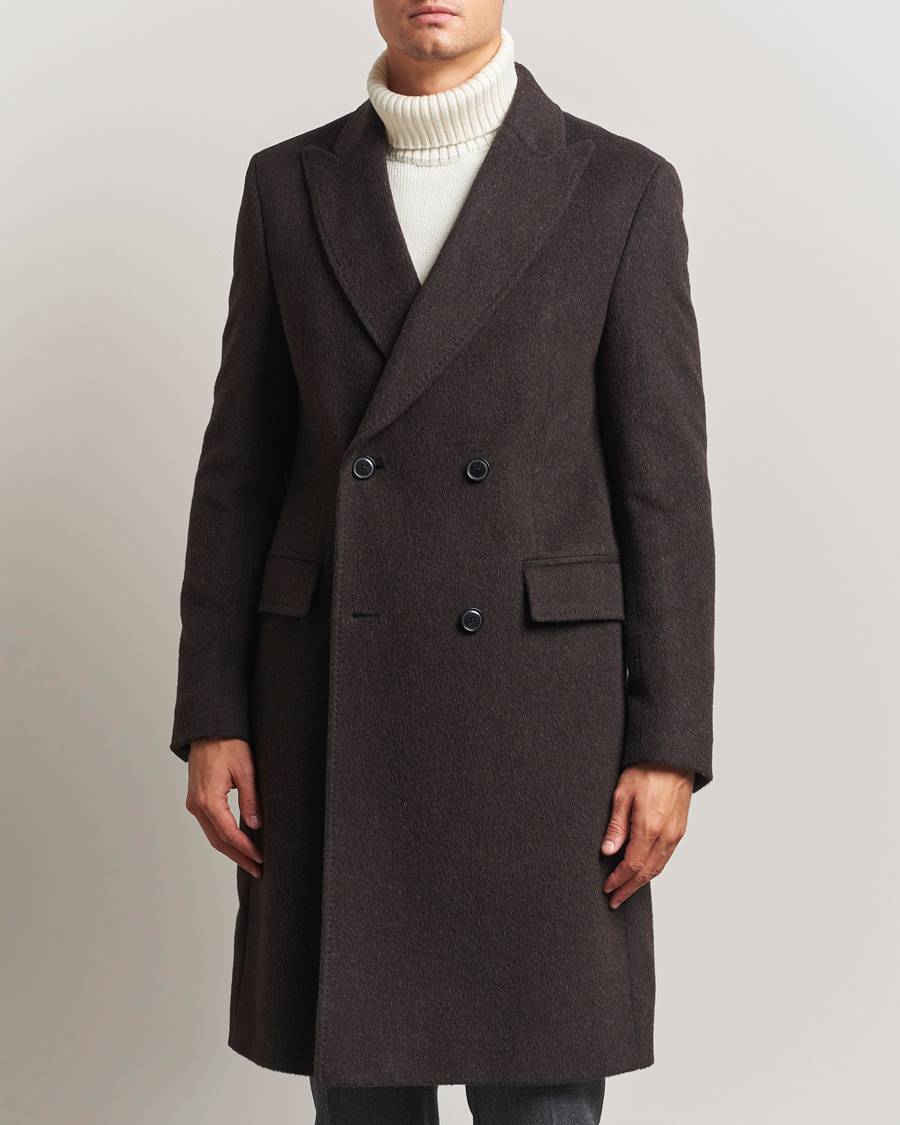Herre | Jakker | BOSS BLACK | Hyde Wool/Alpaca Double Breasted Coat Dark Brown