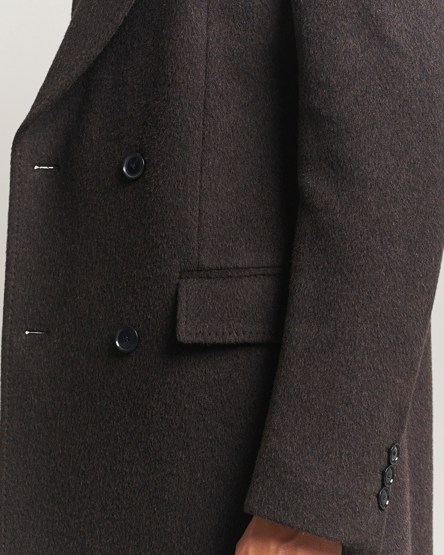 Herre | Jakker | BOSS BLACK | Hyde Wool/Alpaca Double Breasted Coat Dark Brown