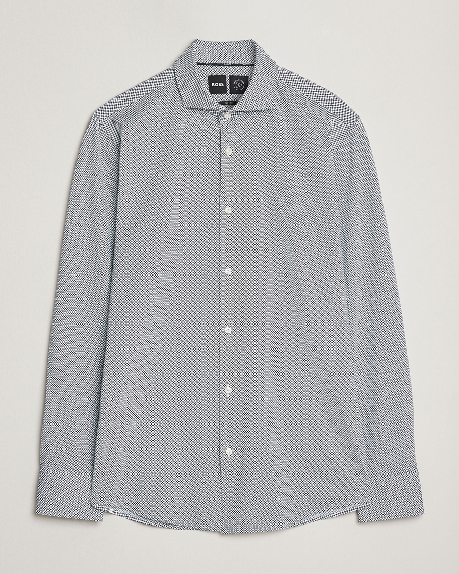 Herre | Skjorter | BOSS BLACK | Hank 4-Way Printed Stretch Shirt Dark Blue