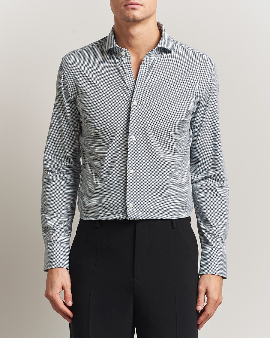 Herre | Skjorter | BOSS BLACK | Hank 4-Way Printed Stretch Shirt Dark Blue
