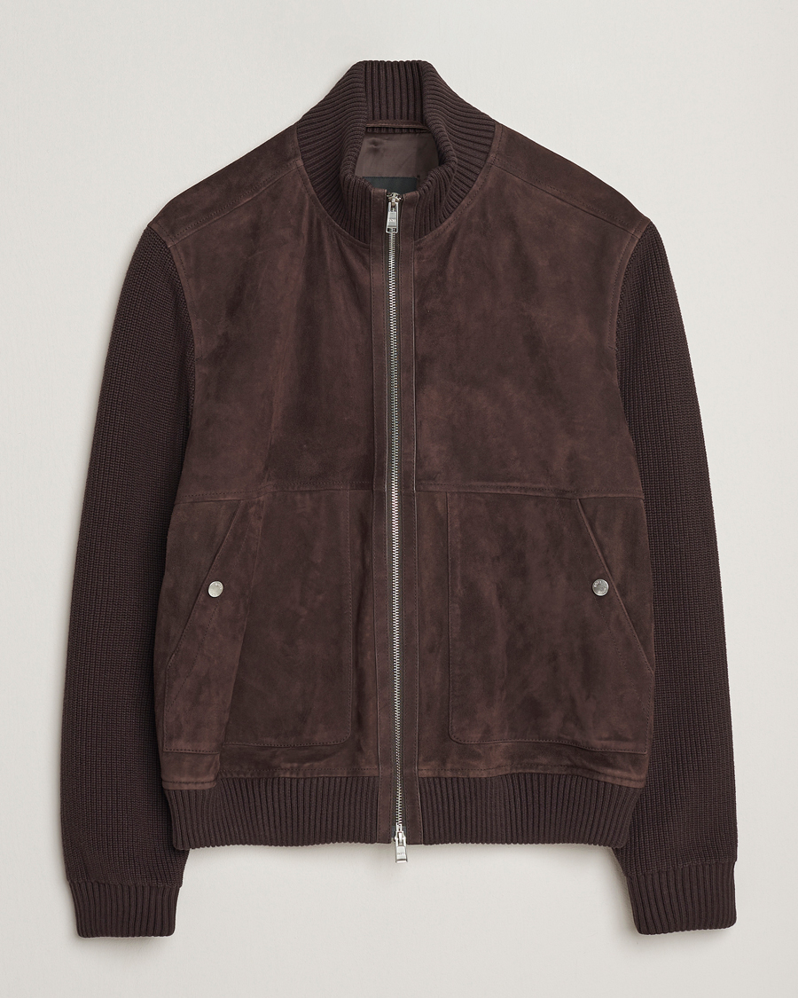 Herre | Jakker | BOSS BLACK | Maparo Leather Hybrid Jacket Dark Brown