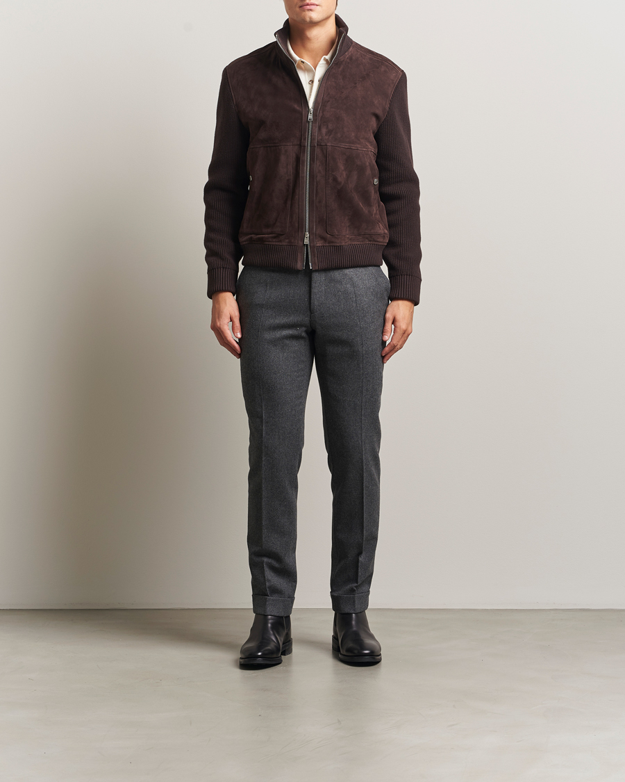 Herre | Jakker | BOSS BLACK | Maparo Leather Hybrid Jacket Dark Brown