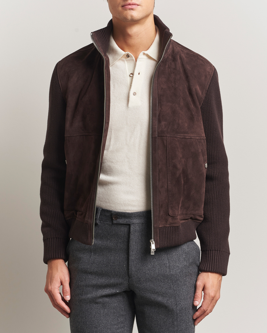 Herre | Jakker | BOSS BLACK | Maparo Leather Hybrid Jacket Dark Brown