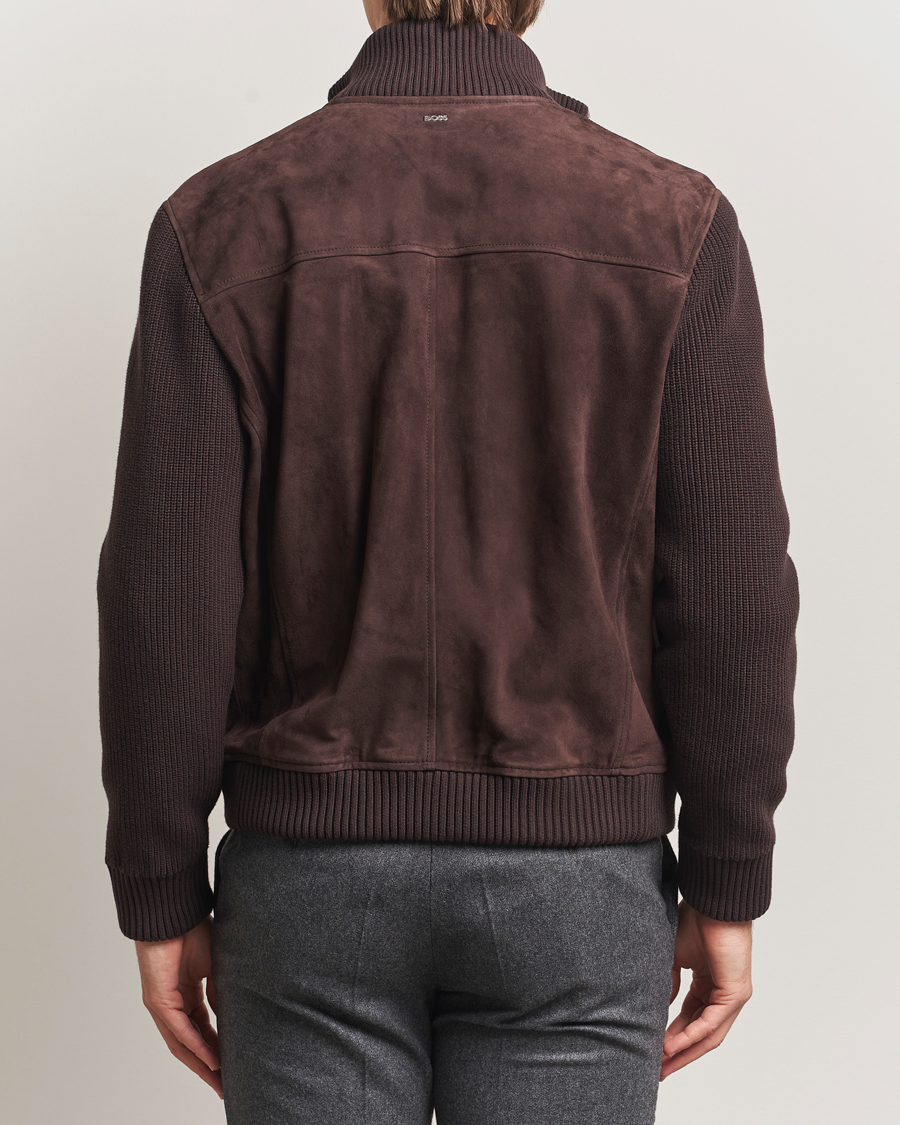Herre | Jakker | BOSS BLACK | Maparo Leather Hybrid Jacket Dark Brown