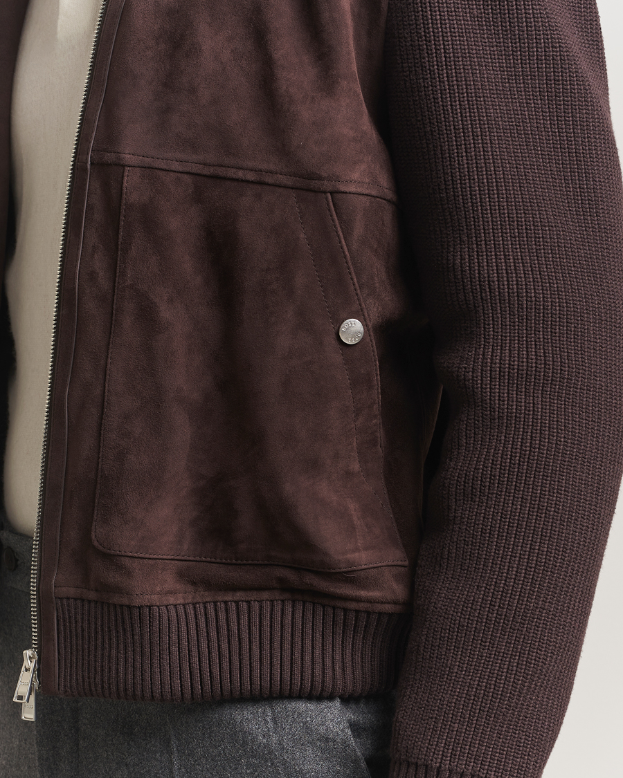Herre | Jakker | BOSS BLACK | Maparo Leather Hybrid Jacket Dark Brown