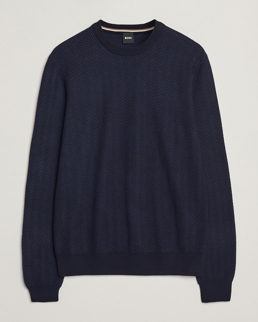 Herre | Gensere | BOSS BLACK | Habito Wool Knitted Sweater Dark Blue